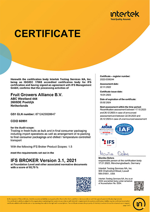 IFS Certificate